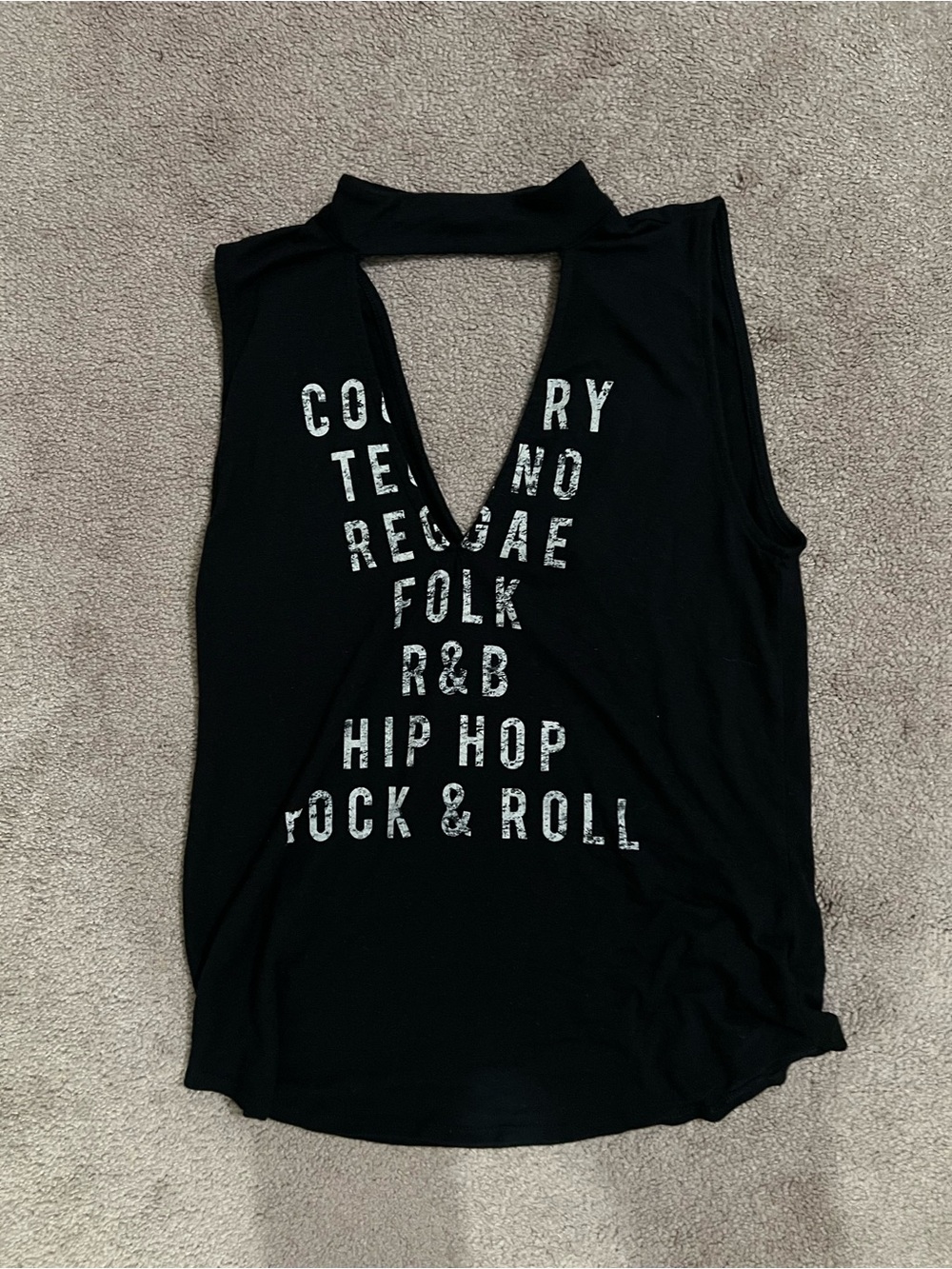 Express One Eleven vintage Music Genres V Neck Cutout Sleeveless T-Shirt tank